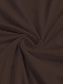 Sweetra Áo thun nữ tay ngắn dáng ôm, màu trơn, có nhún bèo, kiểu dáng thường ngày. - màu nâu - Xem 4