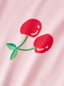 Women's Cherry Print Cami Top And Shorts Pajama Set Holiday Season - Pink - View 8