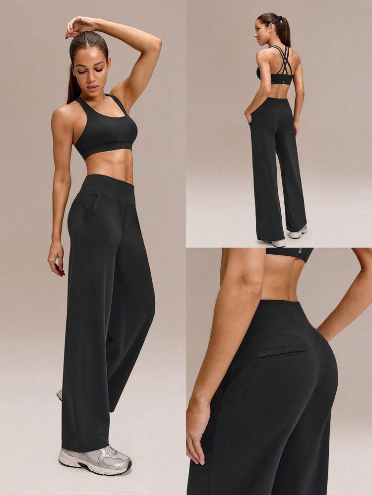 FeatherFit™ Confident Moves Buttery-Soft Sweat-Wicking Booty-Sculpting M-Shaped Hip Seam High Waist Work Pants Low Impact Gym Studio Work Casual Wear