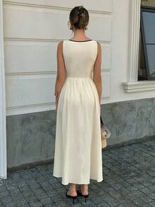 Elyressa 女士夏季长款编织度假连衣裙 - 米色 - 查看 2