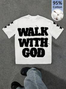 Slaydiva 95% Cotton Women's Casual Slogan Print Round Neck Short Sleeve T-Shirt - Multicolor - View 1