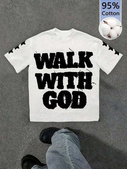 Slaydiva 95%纯棉女士休闲标语印花圆领短袖T恤