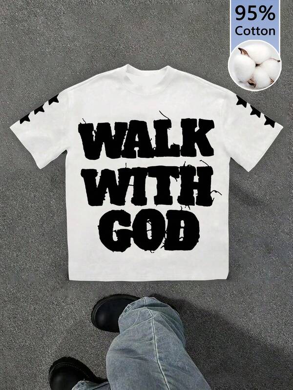 Slaydiva 95% Cotton Women's Casual Slogan Print Round Neck Short Sleeve T-Shirt