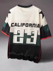 STYNVO Men's Letter Print V-Neck Short Sleeve Casual Loose T-Shirt - Multicolor - View 2