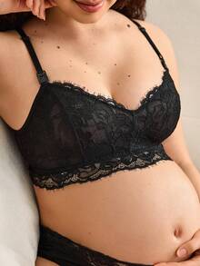 Moonlight&Mama 1件黑色蕾丝性感孕妇哺乳文胸，哺乳内衣 - 黑色 - 查看 7