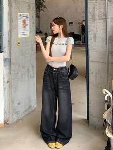 DAZY Quần jeans nữ phong cách đường phố Hàn Quốc rách rưới, bạc màu, kiểu dáng thường ngày. - Xám - Xem 5