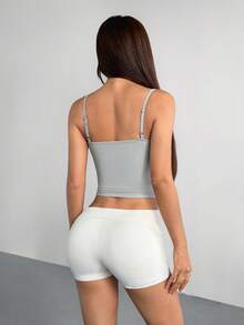 valorelle valorelle Women's Solid Color Fitted Camisole, Regular Casual Sports Tank Top For Summer - Light Grey - View 2