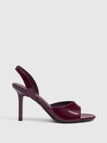 CUCCOO SZL Sandali con tacco alto da donna in materiale PU a specchio, punta tonda e punta aperta, tacco alto 9 cm, eleganti tacchi a spillo da donna, facili da indossare dopo lo slip-on, tacchi alti color albicocca, tacco a gattino, scarpe da sera eleganti, adatte per uso quotidiano/festa/San Valentino/Capodanno cinese/Ringraziamento/festa/ufficio/abbigliamento esterno - Borgogna.. - Visualizzare 2