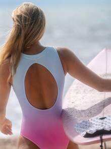 Bộ đồ bơi liền thân hở lưng, khóa kéo phía trước, họa tiết chuyển màu của Swim SPRTY dành cho nữ, thích hợp cho bãi biển, lướt sóng và thể thao. - Nhiều màu - Xem 2