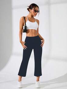 Eassivo Eassivo Women's Solid Color Casual Versatile Daily Wear & Sports Pants - Navy Blue - View 3