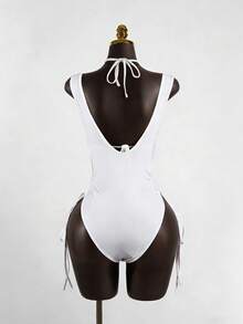 SaltGleam SaltGleam Women's Hollow Out Sexy Jumpsuit For Beach Vacation - White - View 2