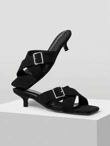 Mnmlis Niche Design Cross Strap Versatile Women's Sandals - Black - View 3