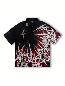 ROMWE MEN 2026 Spring, Summer & Autumn Men's Casual Turndown Collar Polo Shirt, Fashion Summer Top - Black - View 4