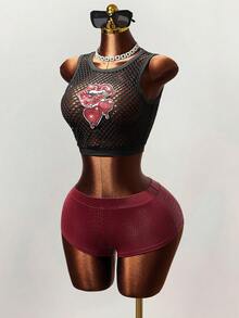 Mistrie Damlinne med ihåliga läppar och ärmlös design - Svart - Visa 4