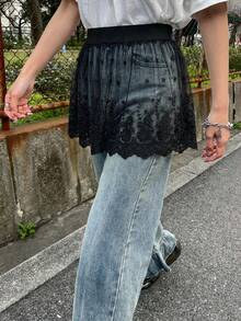 FRIFUL Chân váy ren xếp lớp kiểu dáng thường ngày dành cho nữ, thích hợp cho mùa hè. - màu đen - Xem 5