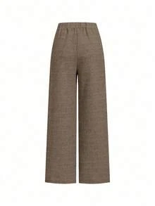 Ellevyn Star & Seashell Asymmetrical Buckle Sleeveless Top And Pants Elegant Set - Brown - View 4