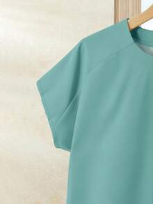 Rusticease 女士度假休闲纯色上衣+印花半裙套装（2件套），女士夏季服装，夏季半裙套装，半裙上衣套装，女士半裙上衣套装，印花半裙套装 - 彩色 - 查看 3