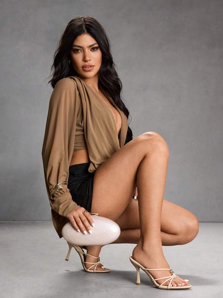 CUCCOO SZL Women Shoes Spring And Summer New Apricot Round Toe Thin High Heel Thin Strip Women's High Heel Sandals Slippers Fashion Comfortable Versatile Sexy Party Nightclub Women's Sandals Women's Shoes Prom Heels