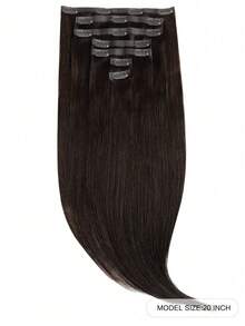 Seamless Clip Ins 100% Real Human Hair Extension 7PCS Seamless PU Clip In Human Hair Extensions Straight 14-22 Inch Dark Brown Skin Weft Remy Hair Extensions 110G With Clips - S2 - View 2