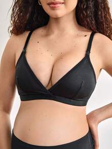 Moonlight&Mama 1 pieza Sujetador inalámbrico de maternidad, color negro, que levanta y recoge, reduce el bulto lateral, con cierre delantero - Negro - Ver 6