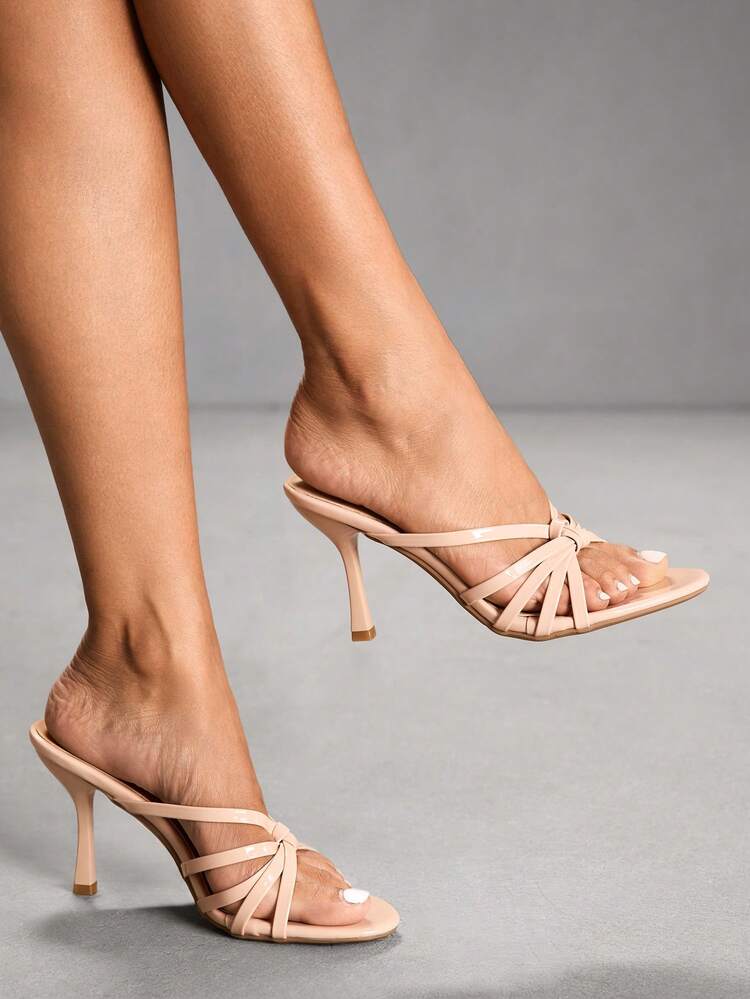 CUCCOO SZL Women Shoes Spring And Summer New Round Toe Stiletto Apricot Thin Strip Women's High Heel Sandals Fashion Comfortable Versatile Sexy Party Women Sandals Slippers Spring Shoes