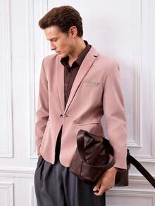 Officeau 男士休闲/商务简约长袖西装外套 - 粉色 - 查看 9