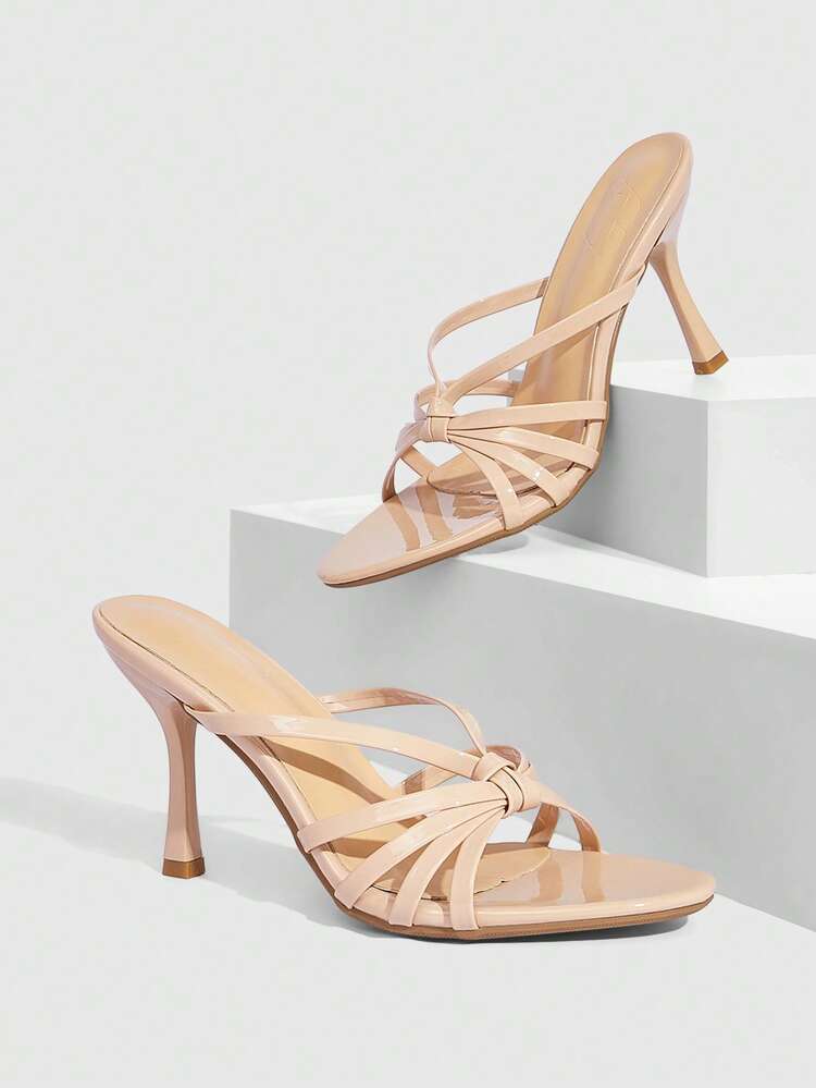 CUCCOO SZL Women Shoes Spring And Summer New Round Toe Stiletto Apricot Thin Strip Women's High Heel Sandals Fashion Comfortable Versatile Sexy Party Women Sandals Slippers Spring Shoes