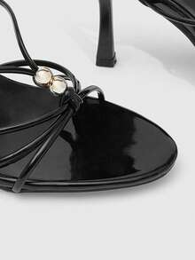 CUCCOO SZL Women Shoes Spring And Summer New Black Round Toe Stiletto Thin Strip Women's High Heel Sandals Slippers Fashionable And Comfortable Versatile Sexy Party Nightclub Women's Sandals Women's Shoes - Black - View 6