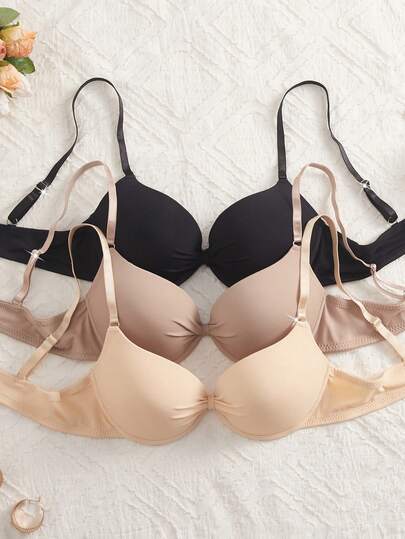 Bộ 3 áo ngực nữ tối giản, áo ngực nâng ngực gợi cảm có gọng, áo ngực cúp dày.