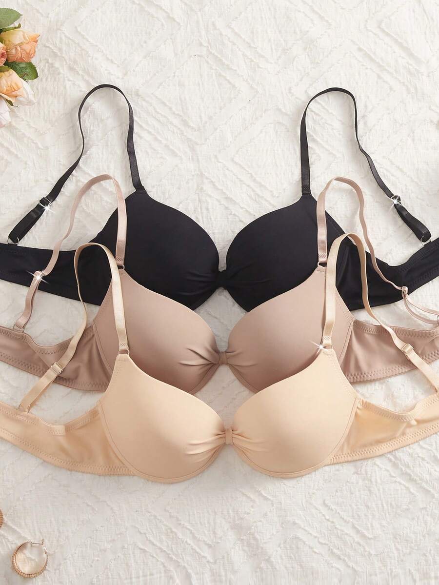 Bộ 3 áo ngực nữ tối giản, áo ngực nâng ngực gợi cảm có gọng, áo ngực cúp dày. - Nhiều màu - Xem 1