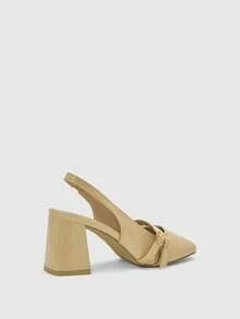 CUCCOO BIZCHIC Giày cao gót nữ mùa xuân hè kiểu Mary Jane Pháp, giày da nhỏ, gót dày, có khóa cài, thích hợp phối cùng váy. - Màu be - Xem 4