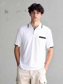 Mirajuku 1pc Fashionable White Polo Shirt For Teenage Boys,Soft & Comfortable Fabric For Summer,Beach,Back-To-School,Short Sleeve Versatile School Outing Tops - White - View 10