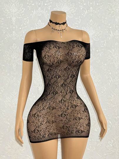 SHEIN DivaQ Women's Sexy One-Shoulder Short Sleeve Bodycon Dress