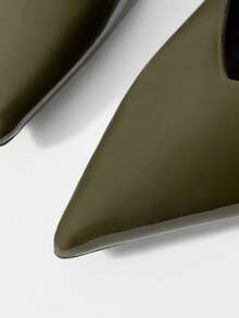 Mnmlis New Green High Heel Shoes, Women Pointed Toe Patent Leather Kitten Heel Elegant Sandals - Green - View 5