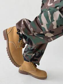 PAVTROS 男士迷彩工装裤，军绿色迷彩战术裤，多口袋时尚休闲裤 - 軍綠色 - 查看 5