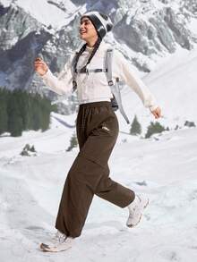 In My Nature Women's Drawstring Waist Pockets Casual Versatile Daily Wear Hiking Pants - Coffee Brown - View 3