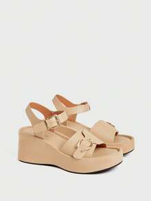 Sugerpunk Women's Fashion Platform Wedge Sandals, Summer - Apricot - View 2