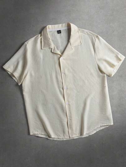 STYNVO Men's Solid Color Short Sleeve Single-Breasted Casual Shirt