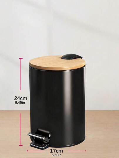 Decoraciones de cumpleaños, regalos de Año Nuevo, regalos del Día de San Valentín, artículos para el hogar, decoraciones de oficina familiar, Cubo de basura redondo de metal negro de 3 litros con pedal, contenedor de basura adecuado para cocina, baño y uso doméstico, con forro interior extraíble.