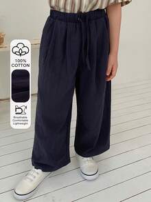 DAZY Toddler Boys' Plain Simple Casual Pants - Navy Blue - View 1