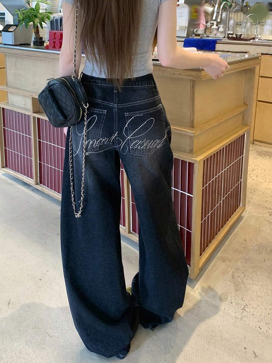 DAZY Quần jeans nữ phong cách đường phố Hàn Quốc rách rưới, bạc màu, kiểu dáng thường ngày. - Xám - Xem 1