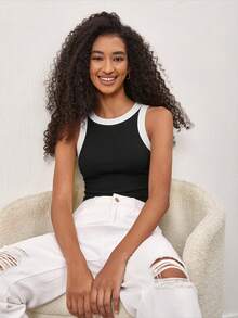 Fluxe Top tank ribete en contraste - Negro - Ver 6