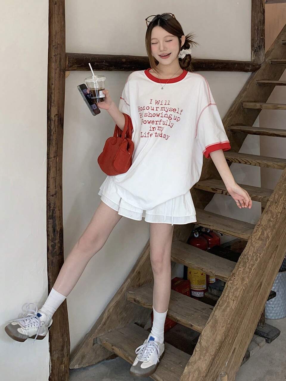 Women's Round Neck Casual Korean Style Short Sleeve T-Shirt Graphic Tees Women