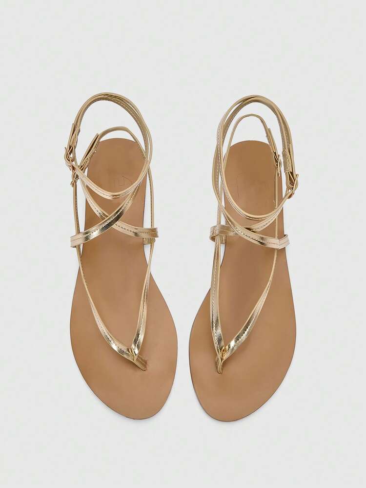 CUCCOO BIZCHIC Women's Square Toe Rhinestone Ankle Strap Sandals For Christmas