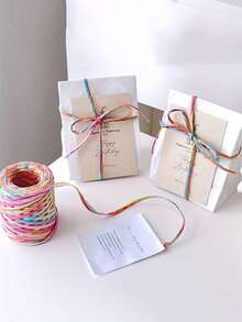 Colorful Raffia Paper Ribbons, Colorful Birthday Card Gift Wrapping Ribbons, Packaging Paper Strings, Suitable For Gift Wrapping, DIY Decoration, Parties, Birthdays And Other Occasions - multicolor - View 1