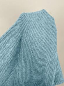 SHEIN Tall Quần ống rộng nữ chất liệu gân, mềm mại, thích hợp cho mùa thu/đông. - Màu xanh lam - Xem 7