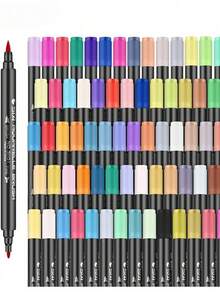 80 Colors Water-Soluble Dual-Tip Marker Pens, 12/24/36/48/80 Pcs Art Markers For Students, Drawing, Anime, Sketching & Fashion Design - multicolor - View 1