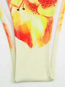 Swim Oasis 3件套女士夏季沙滩度假休闲套装，印花泳衣，丁字裤，网纱系带沙滩裙，波西米亚风 - 彩色 - 查看 8