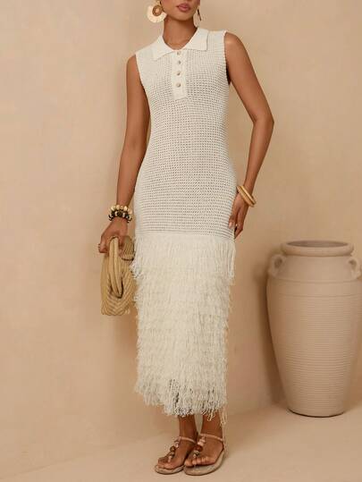 Vesra 新款欧美时尚混色针织毛衣连衣裙