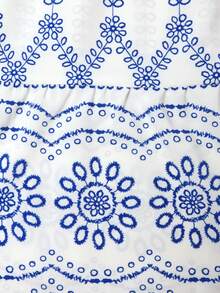 GlowEve Chân váy cạp cao xếp tầng họa tiết hoa, kiểu dáng nghỉ mát biển dành cho nữ. - Màu xanh lam - Xem 5